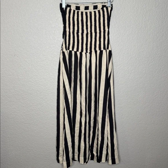 NWT Moon River Stripe Ruched Strapless Midi Dress Vacation Beach Size Small - Picture 6 of 8